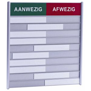 Aan- afwezigheidsbord voor 10 namen