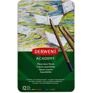 Kleurpotloden Derwent Academy aquarel blik à 12 stuks assorti