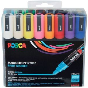 Verfstift Posca PC5M medium assorti set à 16 stuks