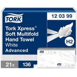 Handdoek Tork Xpress H2 Multifold advanced 2-laags wit 120399