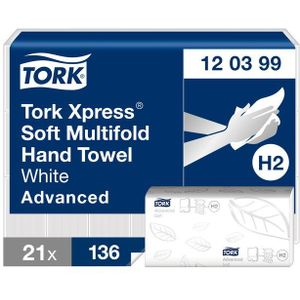 Handdoek Tork Xpress H2 Multifold advanced 2-laags wit 120399