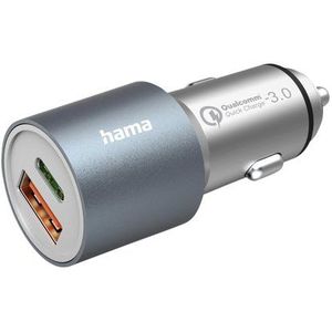 Autolader Hama 1x USB-C 1x USB-A 38W metaal