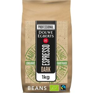 Koffie Douwe Egberts espresso bonen dark roast Organic & Fairtrade 1kg