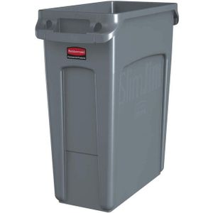 Afvalbak Rubbermaid Slim Jim Vented met luchtsleuven 60liter grijs