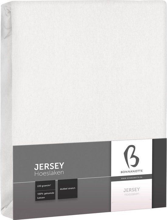 Bonnanotte Hoeslaken Jersey Dubbel Stretch White 120x200 t/m 140x220