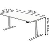 Kerkmann Move 3 elektrisch höhenverstellbarer Schreibtisch grafit rechteckig, T-Fuß-Gestell weiß 160,0 x 80,0 cm