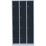 LÜLLMANN Schließfachschrank anthrazit, lichtgrau 520438, 12 Schließfächer 88,5 x 50,0 x 180,0 cm