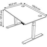 Kerkmann Move 2 Plus elektrisch höhenverstellbarer Schreibtisch lichtgrau rechteckig, T-Fuß-Gestell anthrazit 120,0 x 80,0 cm
