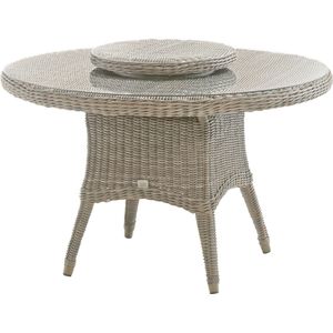 Victoria eettafel 130cm Ø inclusief glazen blad zonder draaiplateau met parasolgat