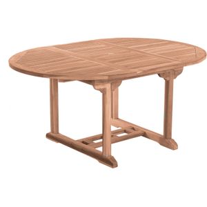Möbilia Uitschuifbare tuintafel rond teak naturel Ø120/170x75 cm