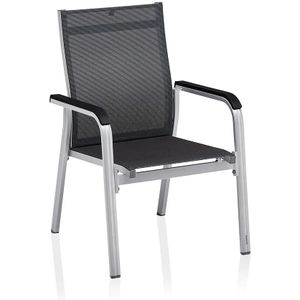 Kettler Basic+ Premium stapelbare tuinstoel gedemonteerd aluminium/outdoorstof