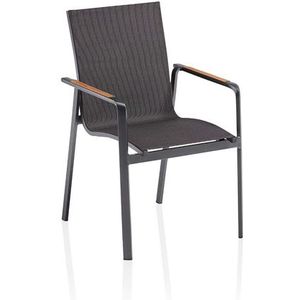 2 Set Kettler Diamond stapelbare aluminium tuinstoel met teakhouten armleuningen
