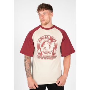 Gorilla Wear Logan Oversized T-Shirts - Beige/Rood - M