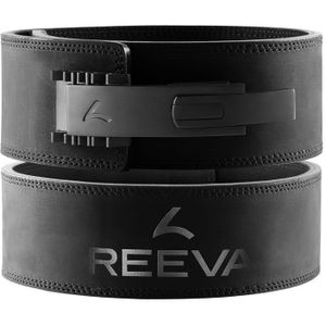 Reeva Lifting Belt van Zwart Leer - Verstelbare RVS Gesp - L