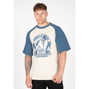 Gorilla Wear Logan Oversized T-Shirts - Beige/Blauw - 4XL