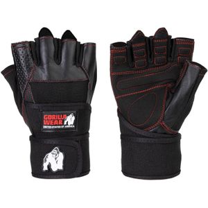 Gorilla Wear Dallas Wrist Wrap Handschoenen - Fitness Handschoenen - Zwart/Rode Stiksels - 3XL