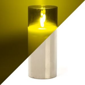 LED kaars cedar bruin met rook glas en vlam effect - 7,5 x 17,5cm - voor binnen