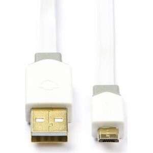 Motorola oplaadkabel | Micro USB 2.0 | 1 meter (100% koper, Plat, Wit)