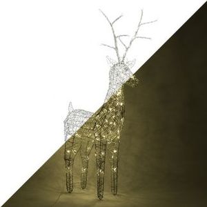 Kerstfiguur rendier | 135 cm (96 LEDs, Wicker, Grijs, Binnen/Buiten)