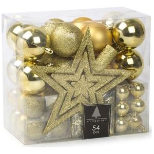 Kerstballen | 54 stuks (Piek, Slinger, Goud)