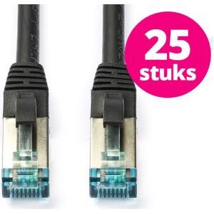 Netwerkkabel | Cat6a S/FTP | 25 stuks | 1 meter (Zwart)