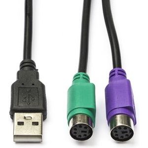 PS/2 naar USB kabel | Nedis | 0.3 meter (USB A, 2x PS/2, Koper)