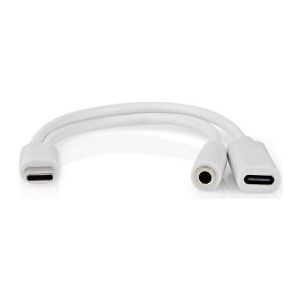 USB C naar jack adapterkabel | Nedis | 0.1 meter (Extra USB C poort)