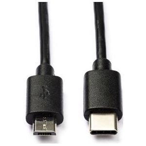 USB C naar Micro USB kabel | 1 meter | USB 2.0 (100% koper, Zwart)