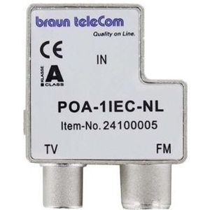Braun Telecom - Audiokabel - RTV splitter POA 1 IEC-NL - 2 uitgangen