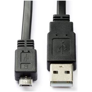 Nokia oplaadkabel | Micro USB 2.0 | 1 meter (Plat, Zwart)