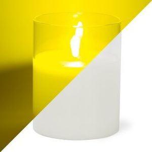 LED kaars wit met helder glas en vlam effect - 10 x 12,5cm - voor binnen
