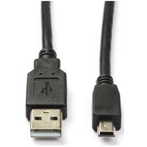USB A naar Mini USB kabel | 5 meter | USB 2.0 (100% koper, Zwart)