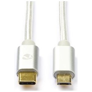 HTC oplaadkabel | USB C ↔ Micro USB 2.0 | 2 meter (100% koper, Zilver)