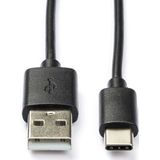 USB A naar USB C kabel | 1 meter | USB 2.0 (Vertind koper, Zwart)