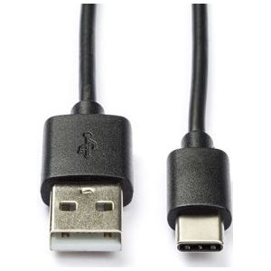 USB A naar USB C kabel | 1 meter | USB 2.0 (Vertind koper, Zwart)