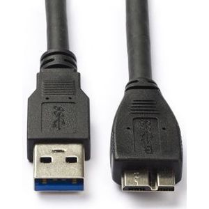 USB A naar Micro USB kabel | 1 meter | USB 3.0 (100% koper, Zwart)