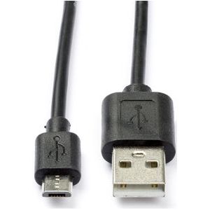 USB A naar Micro USB kabel | 1 meter | USB 2.0 (100% koper, Zwart)