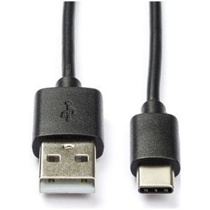 USB A naar USB C kabel | 2 meter | USB 2.0 (Vertind koper, Zwart)