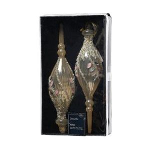 Kerst ornamenten | IJspegel | 2 stuks (23 cm, Glas)