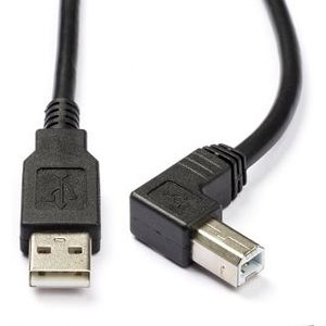 USB A naar USB B kabel | 1.8 meter | USB 2.0 (100% koper, Haaks)