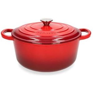 Braadpan | Tomado | Ø 28 x 11 cm (6 liter, Gietijzer, Rood)