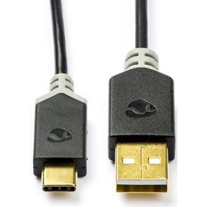 USB A naar USB C kabel | 1 meter | USB 2.0 (100% koper, Antraciet)