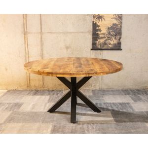 Ronde mango eettafel naturel 'Spider' 110 cm (diameter)