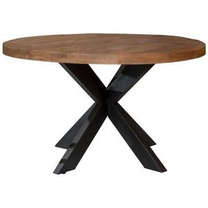 Livingfurn - Eettafel - Bruin - Mangohout en Gecoat Staal - Ovaal