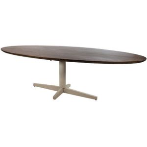 Eettafel Scorpio ovaal Beige poot Mangohout 220x100 cm - walnoot