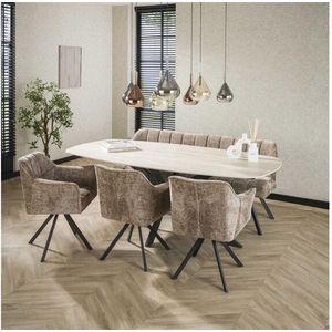Romano - Eettafel - Ovaal - Beige - 3D Keramiek - 215 cm