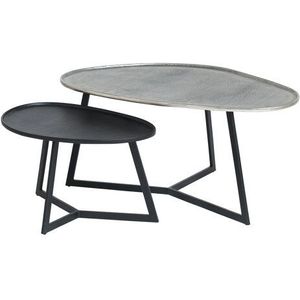 Novato - Silver Antique / Black - Set van 2 Metalen Salontafels