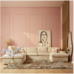 MySofa Teddy U-bank Ribstof - Beige