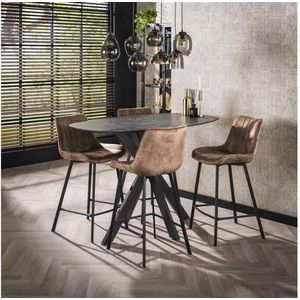 Bartafel Marquina deens ovaal met spinpoot 140x80 cm - Marmerlook