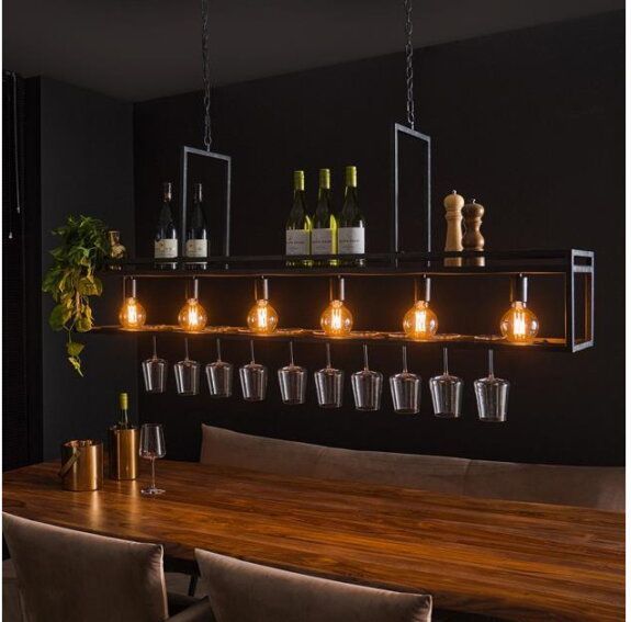 Hanglamp / Wijnrek Decorate 160 cm - zwart | Meubelplaats